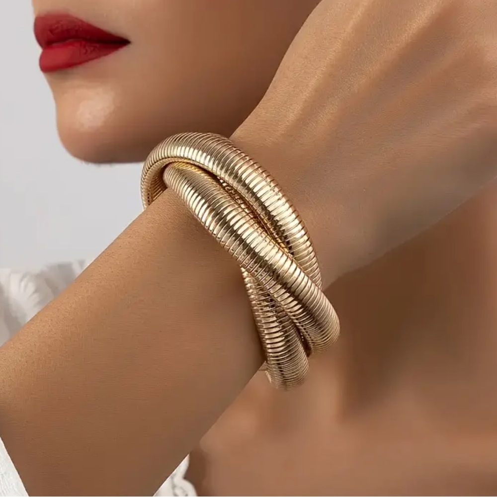 NEW Chunky Twist Stacked look Layered Cuff Bracelet Bangle